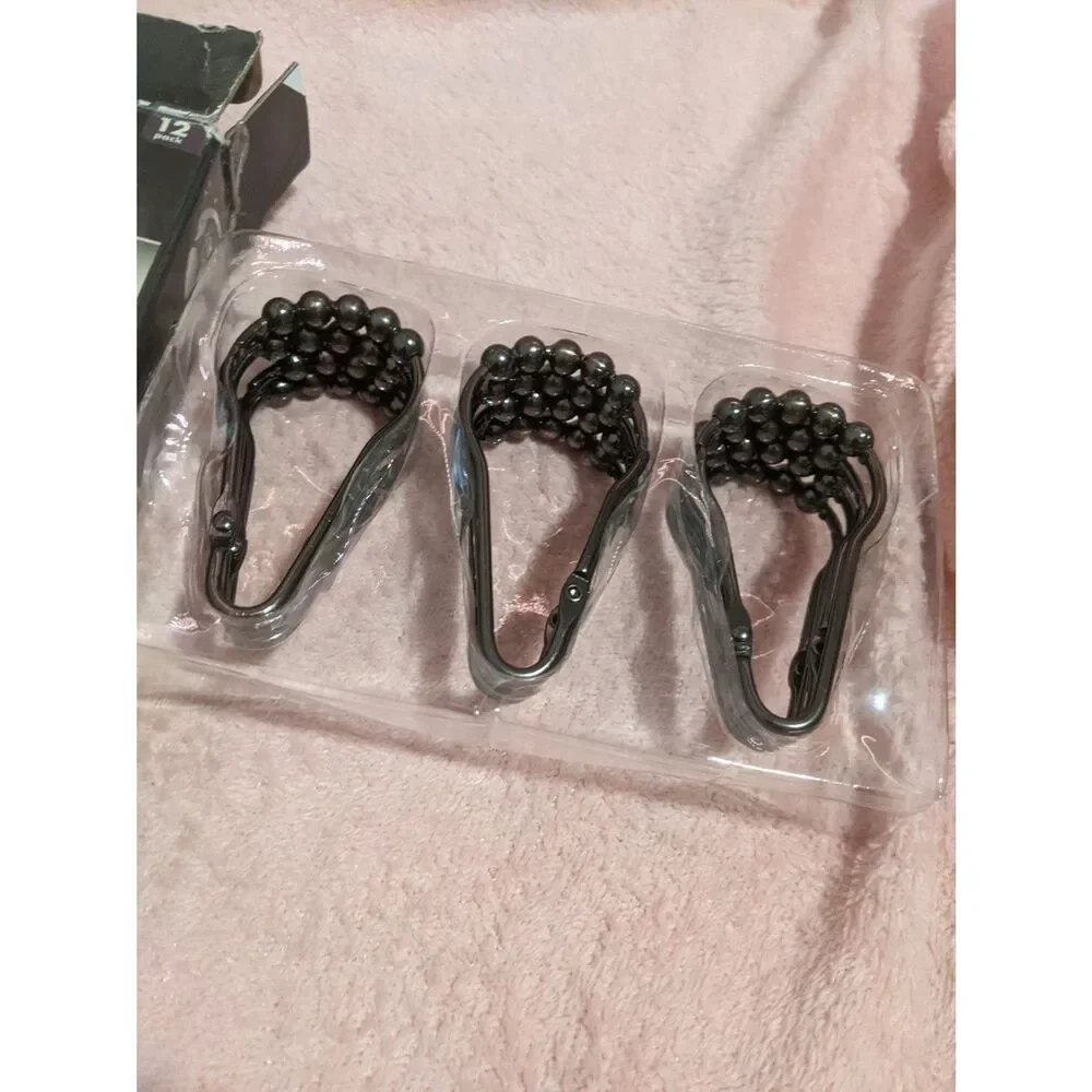 Zenna Home Bronze Roller Shower Curtain Rings 304 Stainless Steel Set of 12